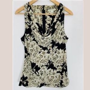 BANANA REPUBLIC Black Floral Cowl Neck Blouse Top